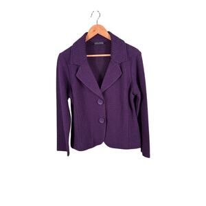 Jane Ashley Blazer Jacket Women's Small Wool Blend Knit Two Button Office Career